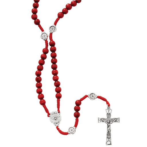 Red Wood and Cord Holy Spirit Rosary
