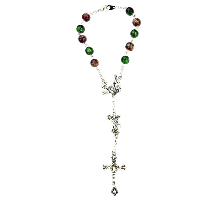 Red and Green Nativity Auto Rosary