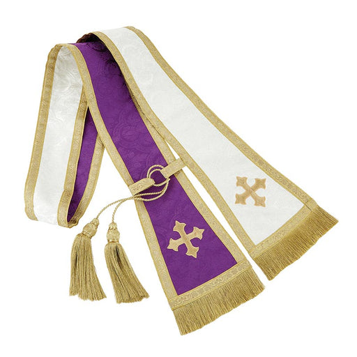 Reversible Jacquard Confessional Stole - Purple/White