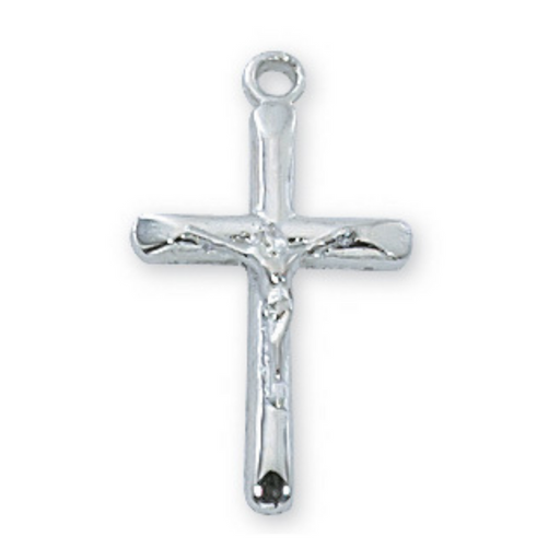 Rhodium Plated Crucifix with Adjustable Rhodium Chain