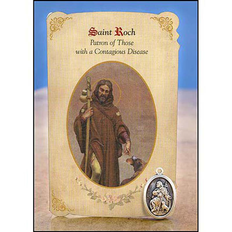 Estampilla Sagrada de San Roque con Medalla de Curación de Enfermedades - 6 Piezas. Por paquete
