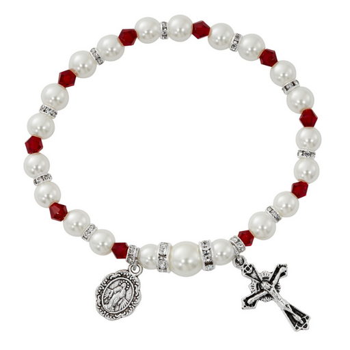Pearl Rosary Bracelet - January Birthstone Garnet Rosary Bracelet