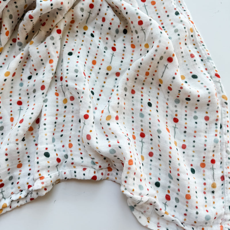Rosary Dots- Catholic Baby Muslin Blanket Swaddle