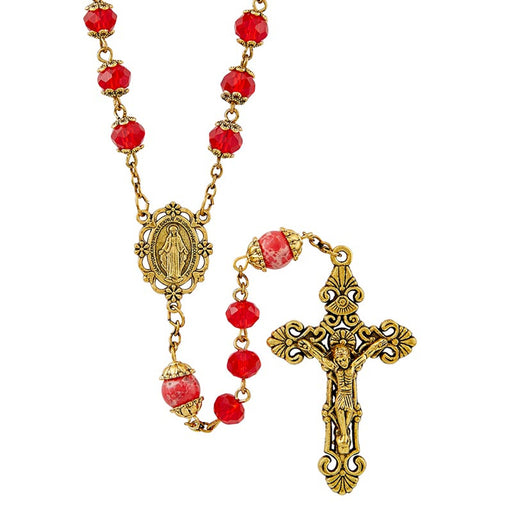 Ruby Picasso Collection Rosary With Miraculous Medal