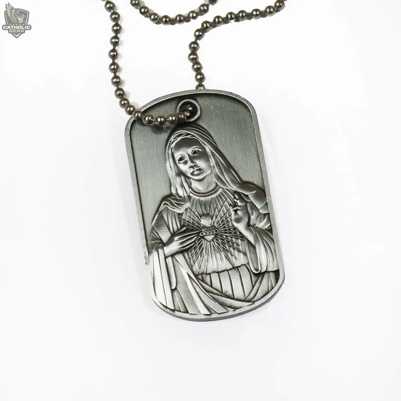 Sacred Heart Dog Tag and American Flag Cross