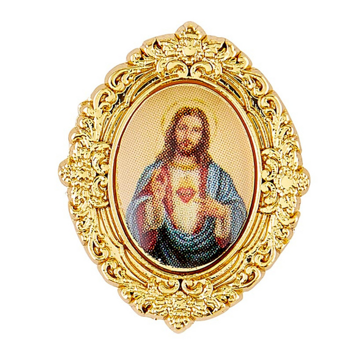 Sacred Heart Gold-Plated Lapel Pin - 6 Pieces Per Package