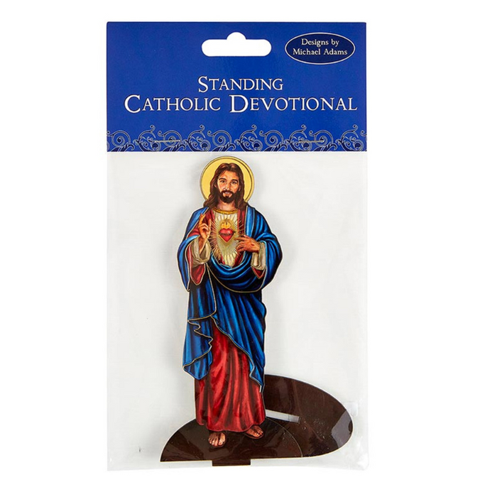 Sacred Heart Lasered Wood Statues with Stand - 6 Pieces Per Package