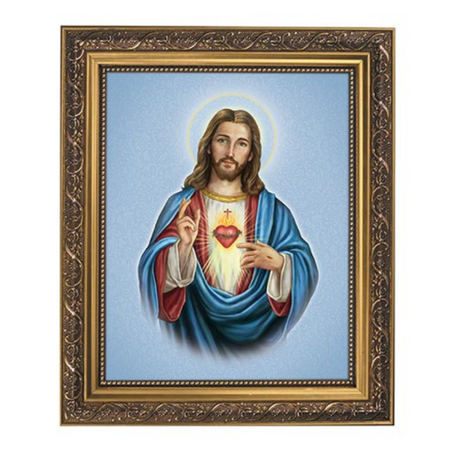 Sacred Heart Of Jesus Framed Print in Gold Tone