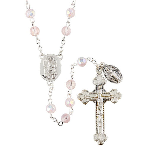 Sacred Heart Prague Rose Rosary With Miraculous Medal Dangle