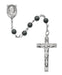 Sacred Heart Rosary with Genuine Hematite Beads and Sterling Silver Center and Crucifix