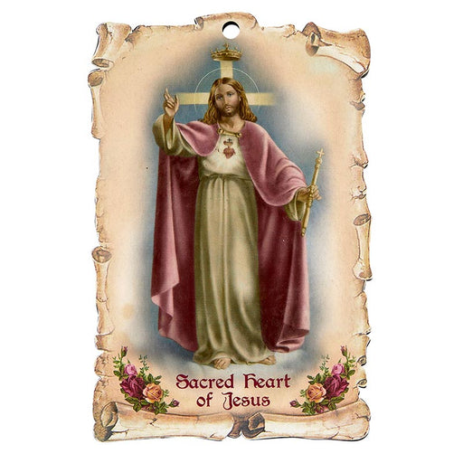 Sacred Heart Scroll Plaque - 4 Pieces Per Package