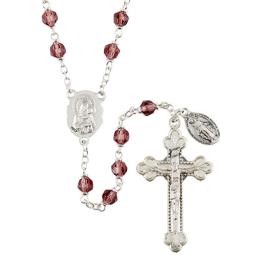 Sacred Heart Vienna Amethyst Rosary With Miraculous Medal Dangle