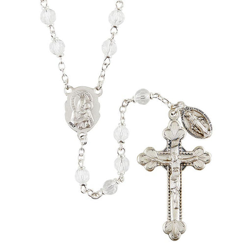 Sacred Heart Vienna Crystal Rosary With Miraculous Medal Dangle