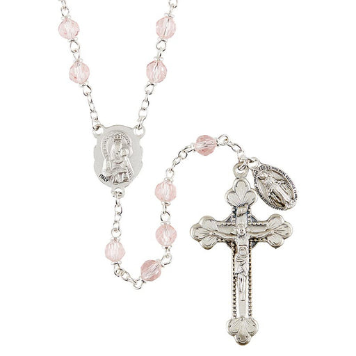 Sacred Heart Vienna Rose Rosary With Miraculous Medal Dangle