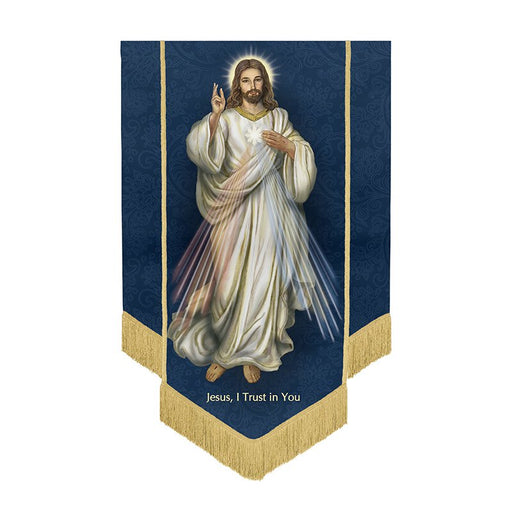 Divine Mercy Banners with Gold Lace and Fringe