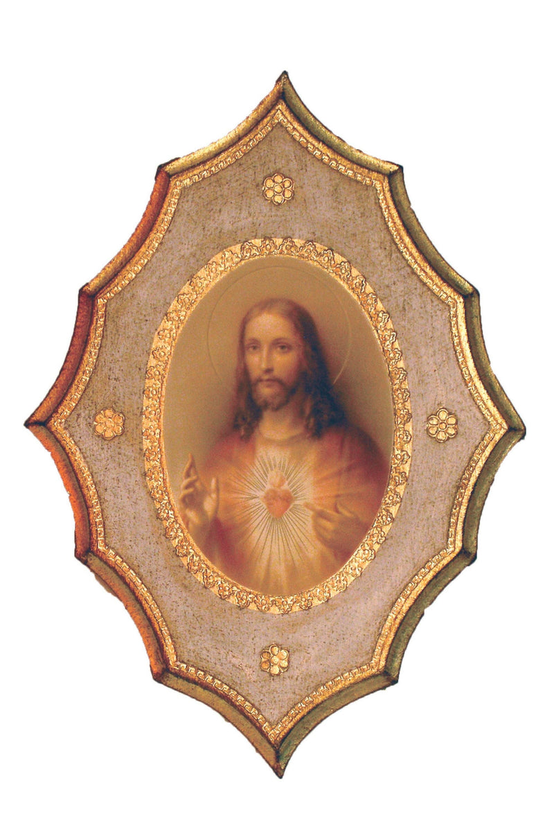 Sacred Heart of Jesus Florentine Plaque – 7.5x10.5" Sacred Heart of Jesus Wall Art, Made in Italy