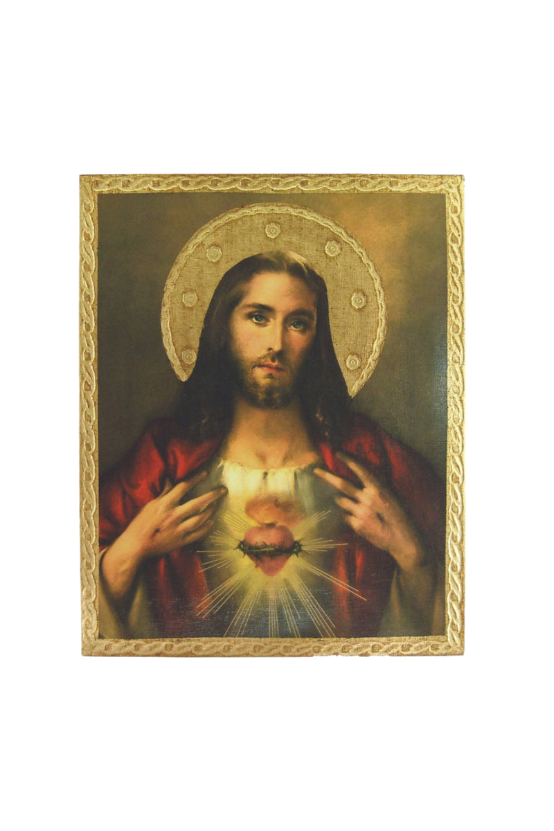 Sacred Heart of Jesus Florentine Plaque – 8x10" Sacred Heart of Jesus Wall Art, Made in Italy