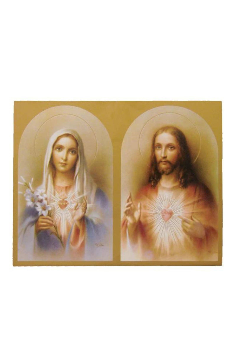Sacred Heart of Jesus & Immaculate Heart of Mary Florentine Plaque – 7.75x9.75" Wall Art, Made in Italy