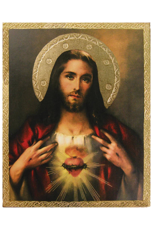 Sacred Heart of Jesus by Simeoni Florentine Plaque – 13x16.5" Sacred Heart of Jesus Wall Art, Made in Italy
