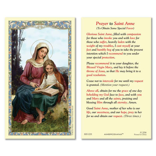 Laminated Holy Card St. Anne - 25 Pcs. Per Package