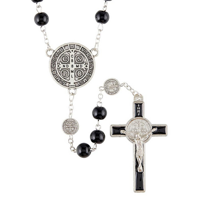 Saint Benedict Black Rosary - 6 Pieces Per Package