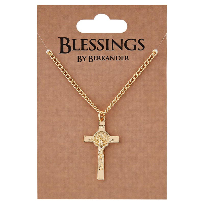 Saint Benedict Crucifix Gold Necklace