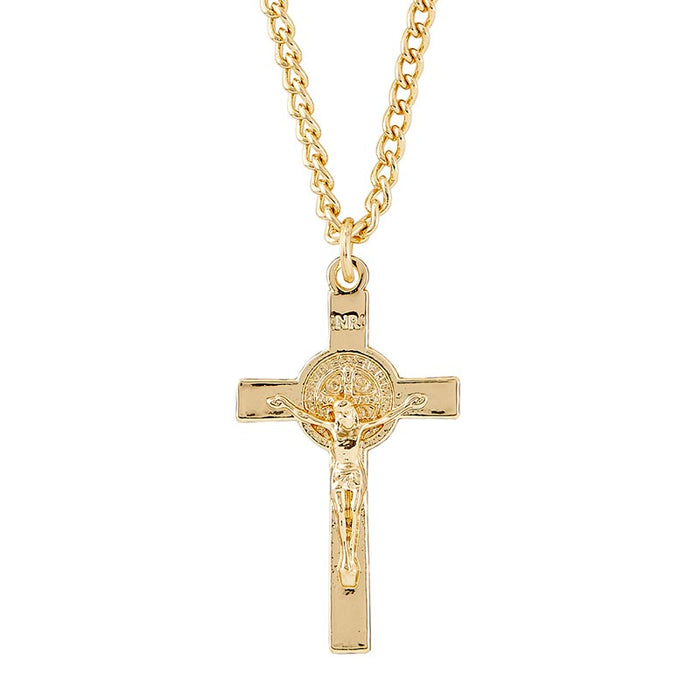 Saint Benedict Crucifix Gold Necklace