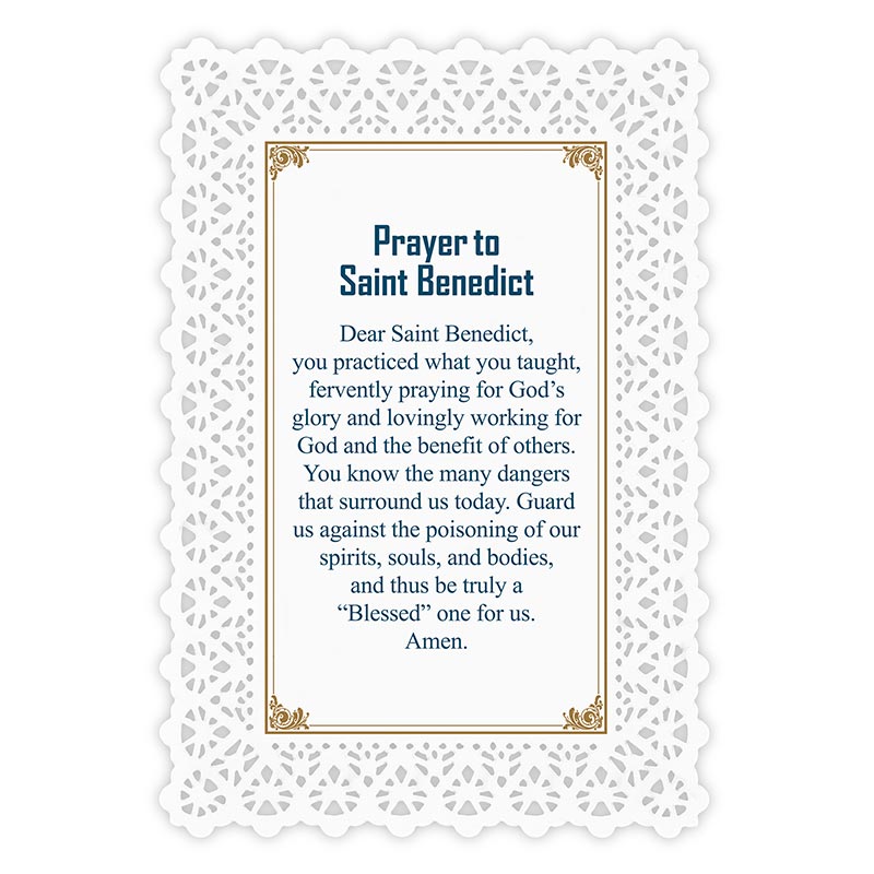 Saint Benedict Lace Holy Card