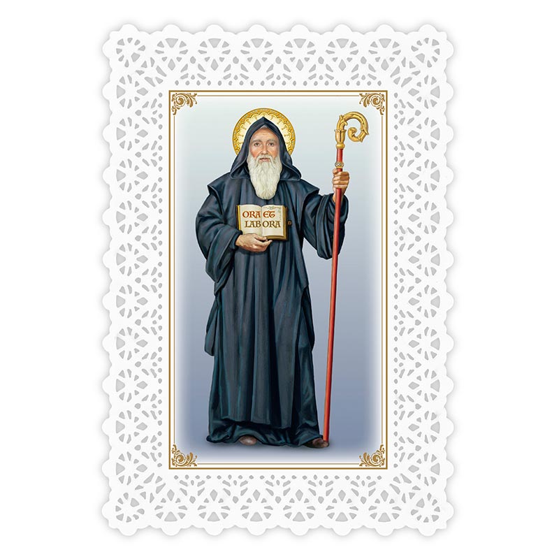 Saint Benedict Lace Holy Card — Agapao Store