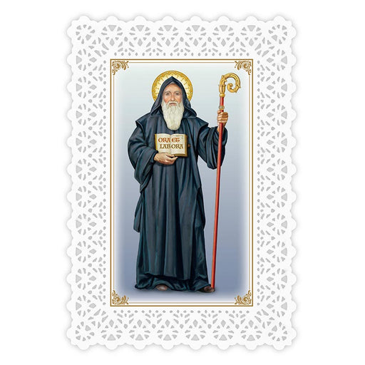 Saint Benedict Lace Holy Card