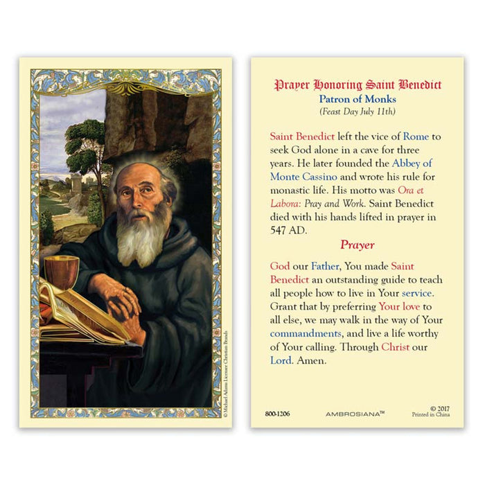 Laminated Holy Card St. Benedict - 25 Pcs. Per Package