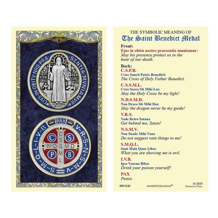 Laminated Holy Card The Saint Benedict Medal - 25 Pcs. Per Package