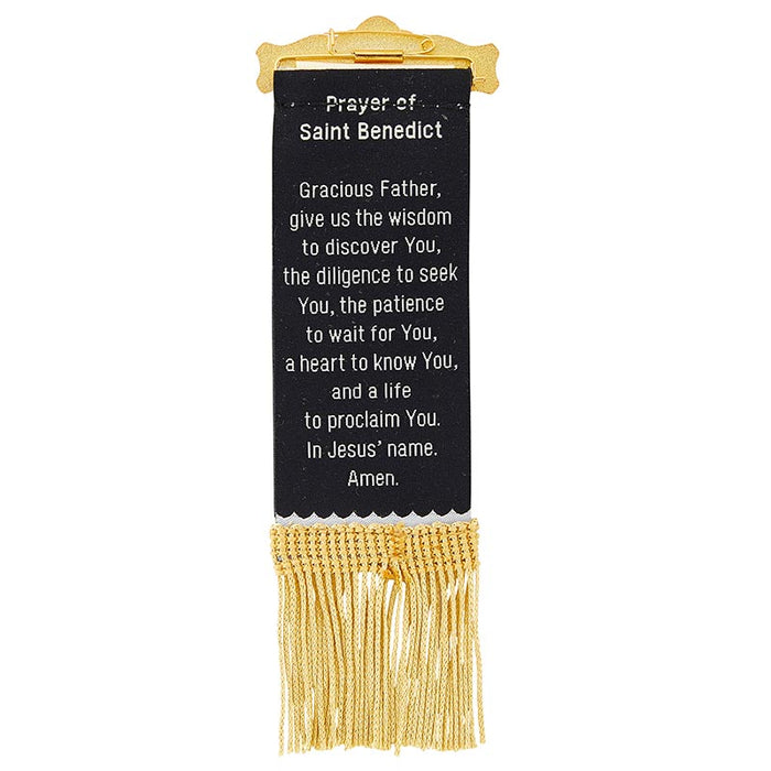 Saint Benedict Vintage Ribbon Pin With Tassels
