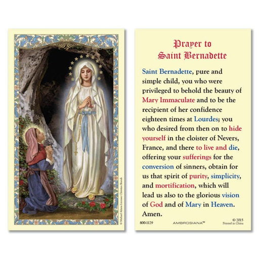 St. Bernadette Holy Card - 25 Pcs. Per Package