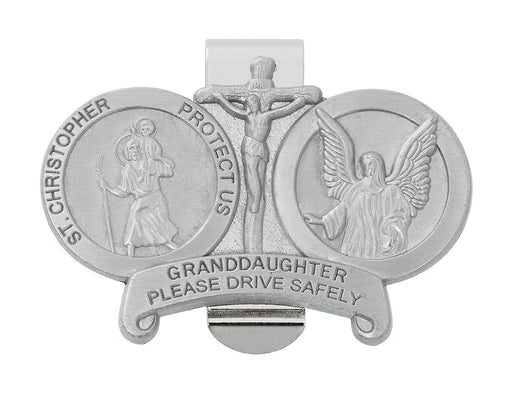 Saint Christopher and Guardian Angel Granddaughter Drive Safe Visor Clip