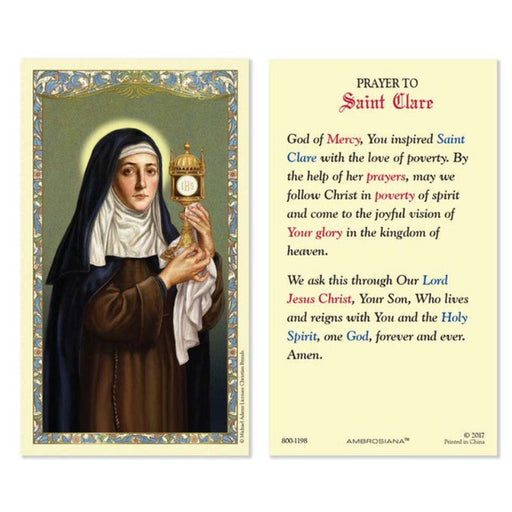 Saint Clare of Assisi Holy Card - 25 Pcs. Per Package