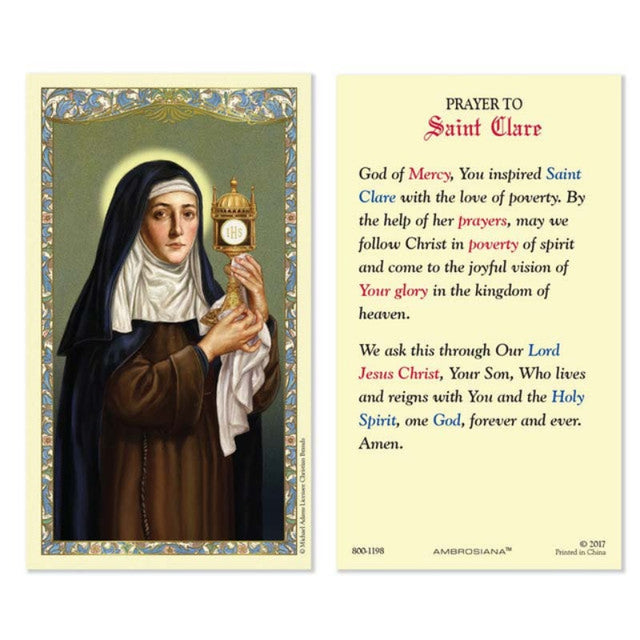 Saint Clare of Assisi Holy Card - 25 Pcs. Per Package — Agapao Store