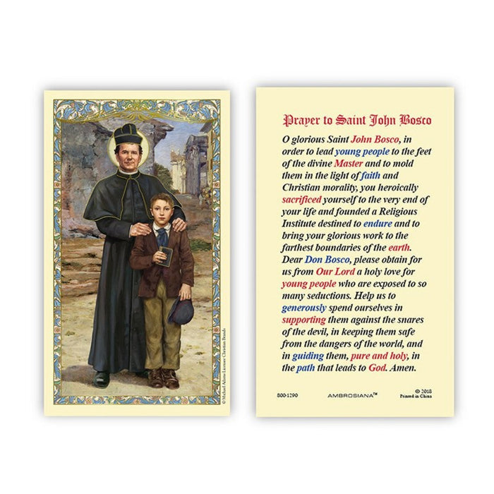 Laminated Holy Card St. John Bosco - 25 Pcs. Per Package