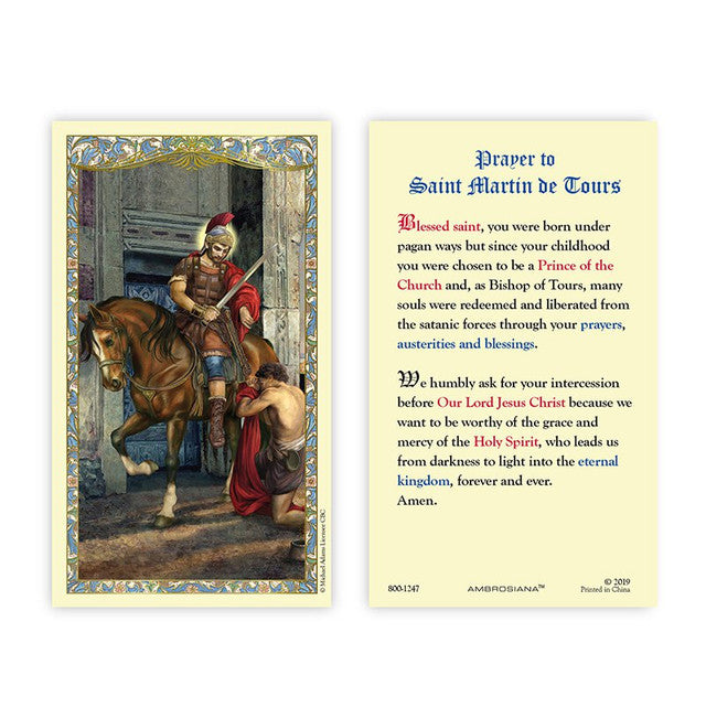 Laminated Holy Card St. Martin of Tours - 25 Pcs. Per Package