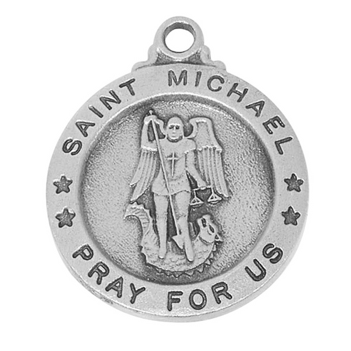 Saint Michael Pewter Medal with 18" Chain