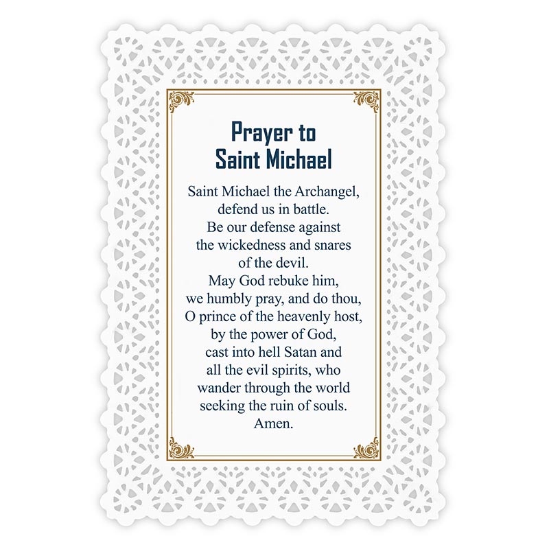 Saint Michael Prayer Lace Holy Card