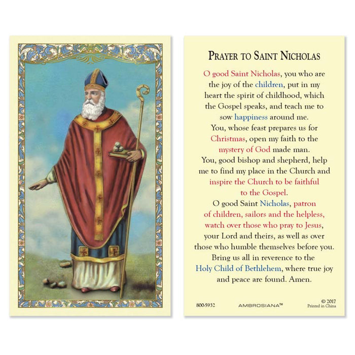 Saint Nicholas Laminated Holy Card