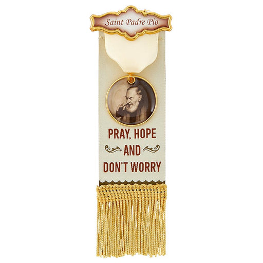Saint Padre Pio Vintage Ribbon Pin With Tassels