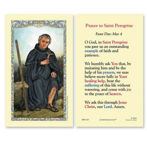 Laminated Holy Card St. Peregrine - 25 Pcs. Per Package