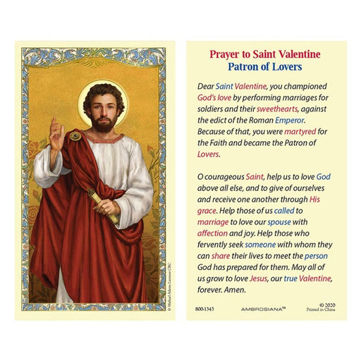 Saint Valentine Laminated Holy Card