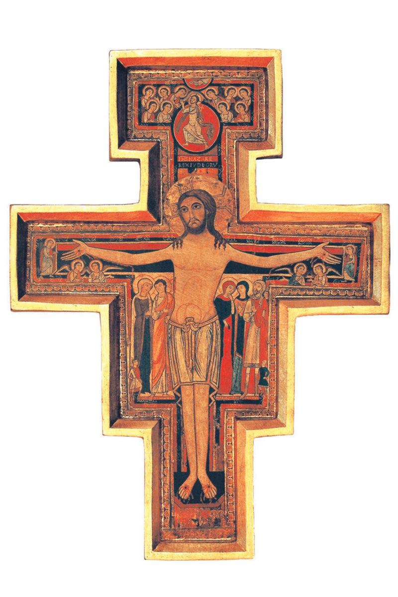 San Damiano Cross with Raised Frame – 17'' Wall Cross, Made in Italy