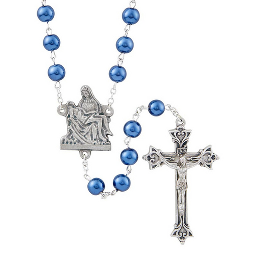 Sapphire Glass Pearl Beads Rosary