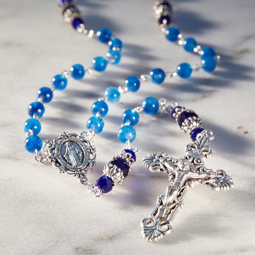 Sapphire Ravello Collection Rosary With Miraculous Center