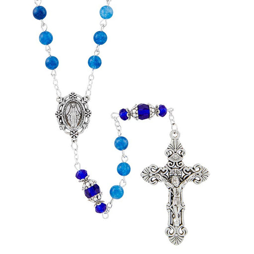 Sapphire Ravello Collection Rosary With Miraculous Center