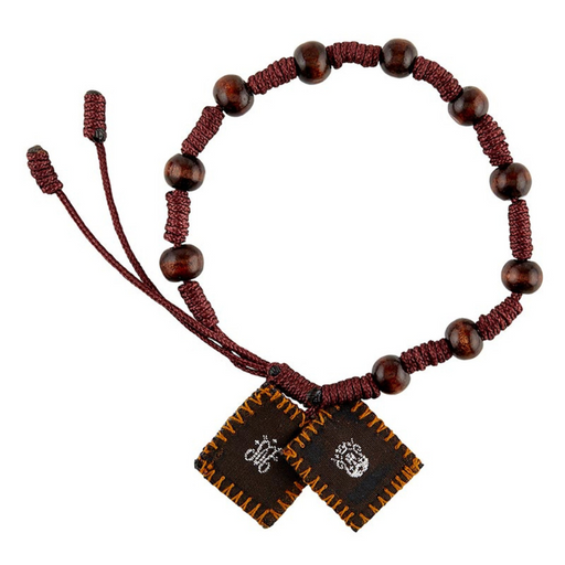 Scapular Bracelet with Wood Beads - Corded - 12 Pieces Per Package